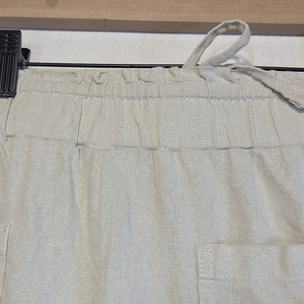 Time and Tru Women's Linen Blend Cargo Pants Beige Drawstring Pull On XXXL 22 NW